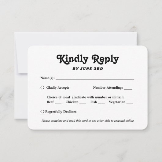 QR Code & Maaltijdopties Retro Script Foto Bruilof RSVP Kaartje (Voorkant)