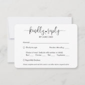 QR Code & Maaltijdopties Trendy Modern Script Foto RSVP Kaartje (Voorkant)