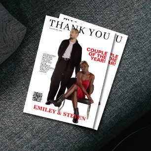 QR code magazine cover bruiloft Bedankkaart