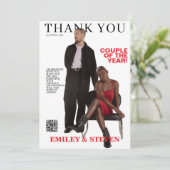 QR code magazine cover bruiloft Bedankkaart (Staand voorkant)