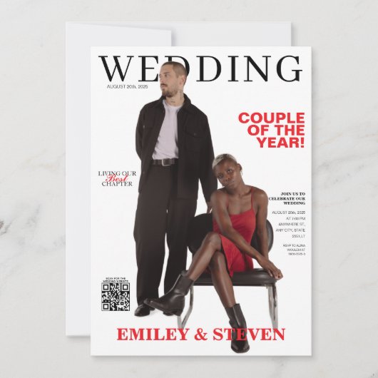 QR code magazine cover bruiloft Kaart (Voorkant)