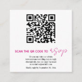 QR-code magenta calligrafie RSVP-fotobruiloft Informatiekaartje (Voorkant)