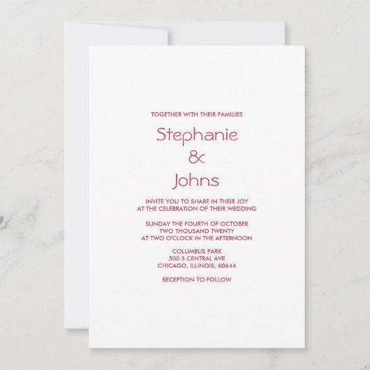 QR Code Magenta Minimale Heldere Kleurrijke Huweli Kaart (Voorkant)