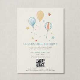 QR Code Magische Plezierige Vintage Ballon Kinderv Kaart