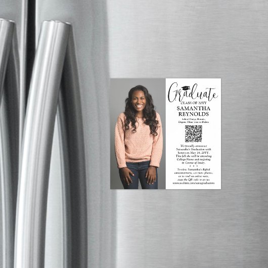 QR Code Magnetisch Afstuderen Fotoaankondiging Magnetische Uitnodiging