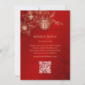QR-code | Magnolia Goud Rood Chinees Huwelijk Kaart (Achterkant)