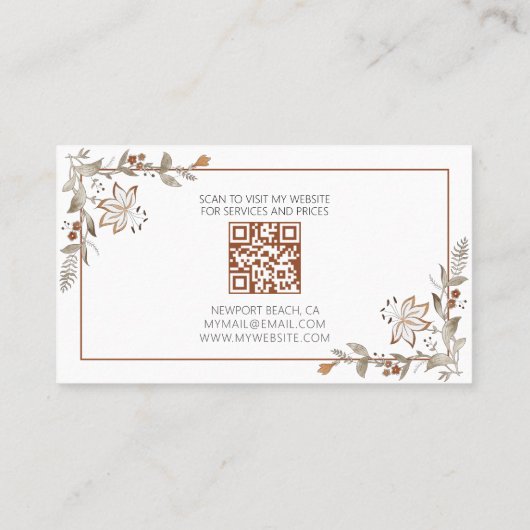 QR Code Maid Housekeeping Professional Mice Floral Visitekaartje (Achterkant)