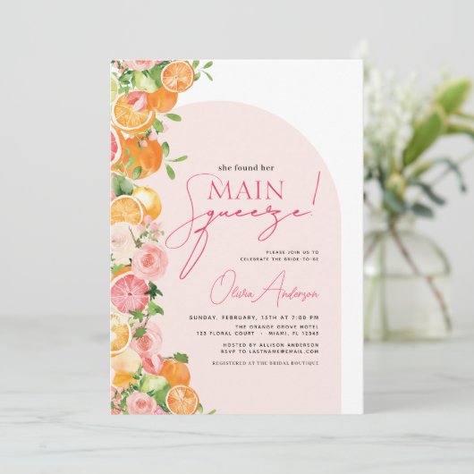 QR Code Main Squeeze Citrus Vrijgezellenfeest Kaart (Staand voorkant)