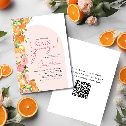 QR Code Main Squeeze Citrus Vrijgezellenfeest Kaart