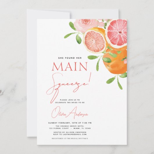 QR Code Main Squeeze Citrus Vrijgezellenfeest Sina Kaart (Voorkant)