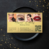 QR Code Make-up Artiest 4 Foto's Collage Gold foli Visitekaartje