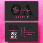QR Code Make-up Artiest Hot Pink Black Social Medi Visitekaartje