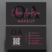 QR Code Make-up Artiest Hot Pink Black Social Medi Visitekaartje