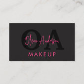 QR Code Make-up Artiest Hot Pink Black Social Medi Visitekaartje (Voorkant)