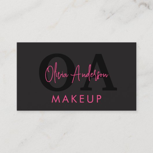 QR Code Make-up Artiest Hot Pink Black Social Medi Visitekaartje (Voorkant)