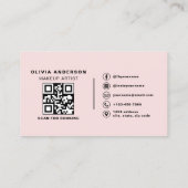 QR Code Make-up Artist Blush Pink Social Media Visitekaartje (Achterkant)