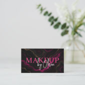 QR Code Make-up Artist Hot Pink Agaat Marmer Visitekaartje (Staand voorkant)