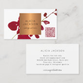 QR CODE make-up kunstenaarssalon moderne bloem Visitekaartje (Voorkant / Achterkant)