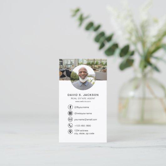 QR-code makelaar Foto Logo Visitekaartje (Staand voorkant)