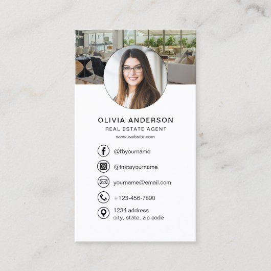 QR-code makelaar Foto Logo Visitekaartje (Voorkant)