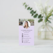 QR-code makelaar Paarse foto Logo Visitekaartje (Staand voorkant)