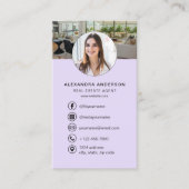 QR-code makelaar Paarse foto Logo Visitekaartje (Voorkant)