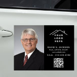 QR Code Makelaar Zwart Logo Foto Automagneet<br><div class="desc">Creëer een gepolijste, professionele uitstraling met deze makelaar Black Logo Photo Car Magnet. Deze aanpasbare magneet toont op een prominente manier uw logo, contactgegevens en een foto, waardoor u onderweg een hoge zichtbaarheid krijgt. Ideaal voor makelaars, het is een slanke en handige manier om uw diensten te adverteren, uw merk...</div>