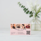 qr code makeup artist 4 photos pink business contactkaartje (Staand voorkant)