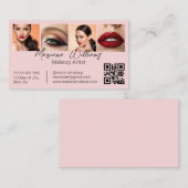 qr code makeup artist 4 photos pink business contactkaartje (Voorkant / Achterkant)