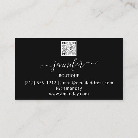 QR-code Makeup Artist Gold Confetti Roos Black Visitekaartje (Achterkant)