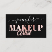 QR-code Makeup Artist Gold Confetti Roos Black Visitekaartje (Voorkant)