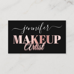QR-code Makeup Artist Gold Confetti Roos Black Visitekaartje