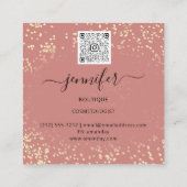 QR Code Makeup Artist Gold Confetti Roos Blush Vierkante Visitekaartje (Achterkant)