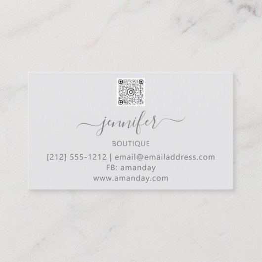 QR Code Makeup artistiek script grijs goud Visitekaartje (Achterkant)