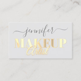 QR Code Makeup artistiek script grijs goud Visitekaartje