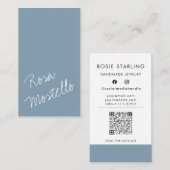 QR Code Manuscript Artisan Bleek Blauw Verticaal Visitekaartje (Voorkant / Achterkant)