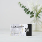 QR-code / Marble Blue Gold-Visitekaartje Visitekaartje (Staand voorkant)