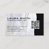 QR-code / Marble Blue Gold-Visitekaartje Visitekaartje (Voorkant)