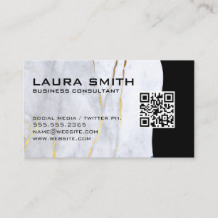 QR-code / Marble Blue Gold-Visitekaartje Visitekaartje