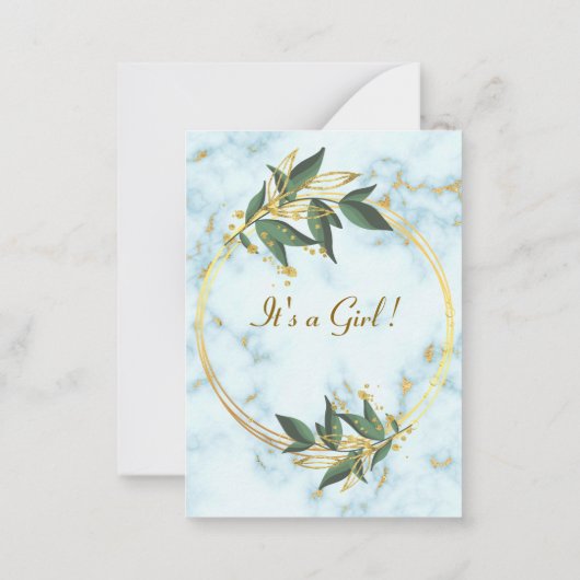 QR-code Marble Gold Baby Girl Shower Notitiekaartje (Achterkant)