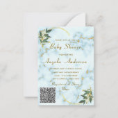QR-code Marble Gold Baby Girl Shower Notitiekaartje (Voorkant)