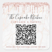 QR Code Marble Pink Glitter Drivers Bedrijfsnaam Vierkante Sticker (Voorkant)