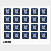 QR Code Marine Blauw en Zwart Donker Modern Vierkante Sticker (Vel)