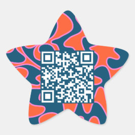 QR Code Marine Blauw Sinaasappel Helder Modern Coo Ster Sticker