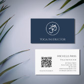 QR code Marine Blauw Yoga Instructeur OM Symbool Visitekaartje
