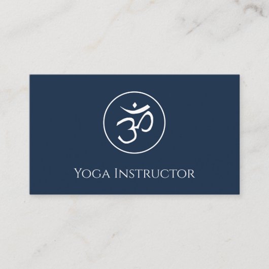 QR code Marine Blauw Yoga Instructeur OM Symbool Visitekaartje (Voorkant)