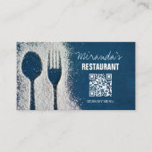 QR-code, Marineblauw, Chef, Catering, Restaurant Visitekaartje (Voorkant)