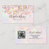 QR-code Marked Makeup Artist Holographic Glitter Visitekaartje (Voorkant / Achterkant)