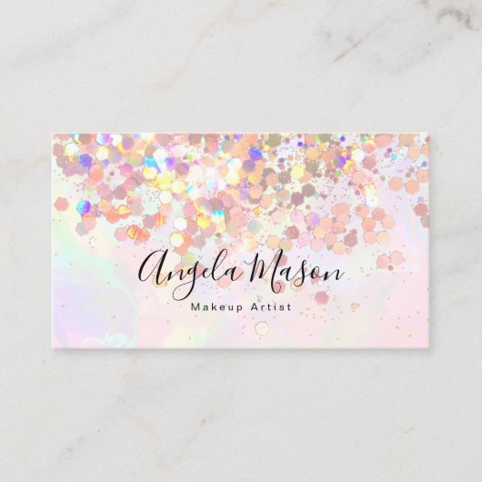 QR-code Marked Makeup Artist Holographic Glitter Visitekaartje (Voorkant)