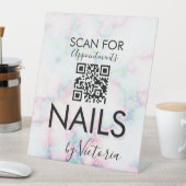 QR-code marmer Nail Salon Appointes Reclamebord Met Voetstuk (Insitu)